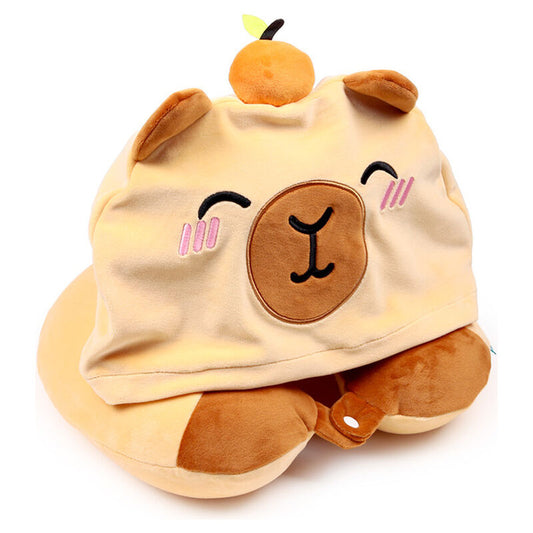Almohada de viaje con capucha y diseño de capibara - 3