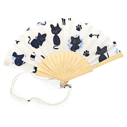 Abanico plegable PUCKATOR con estampado de gatos negros - 3