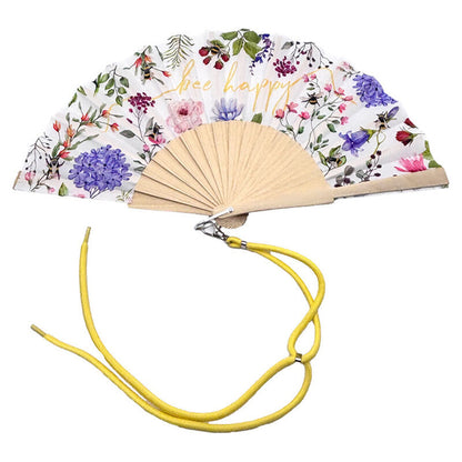Abanico plegable PUCKATOR Nectar Meadows con estampado floral y varillas de madera - 3