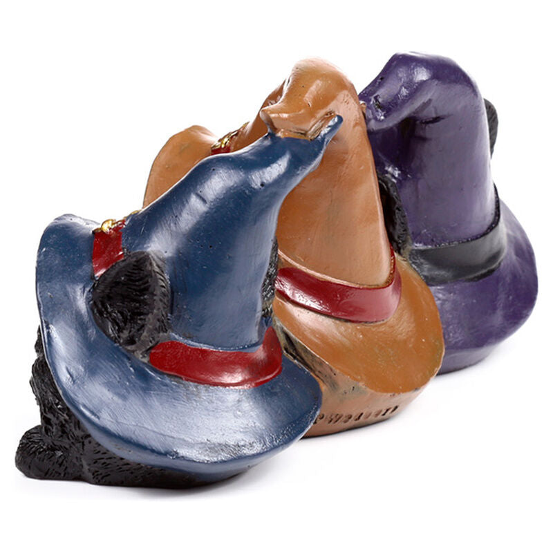 Figura de tres gatos negros con sombreros de bruja - 4