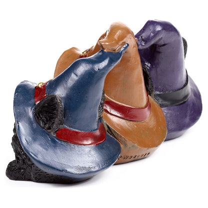 Figura de tres gatos negros con sombreros de bruja - 4
