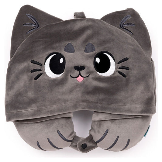 Almohada de viaje gris con capucha de gato PUCKATOR - 4