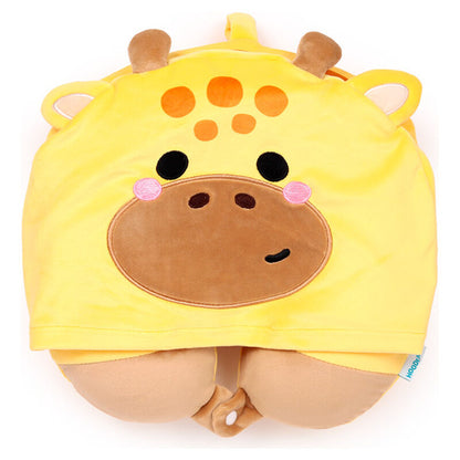 Almohada de viaje amarilla con capucha de jirafa Raffi - 4