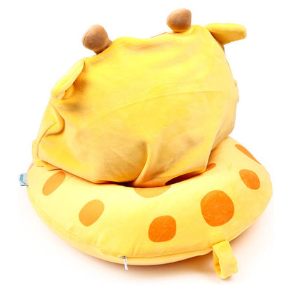 Almohada de viaje amarilla con capucha de jirafa Raffi - 5