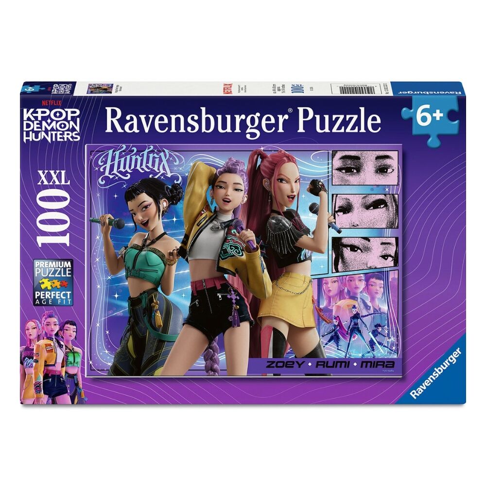 Puzzle Ravensburger XXL de KPop Demon Hunters con Zoey, Rumi y Mira