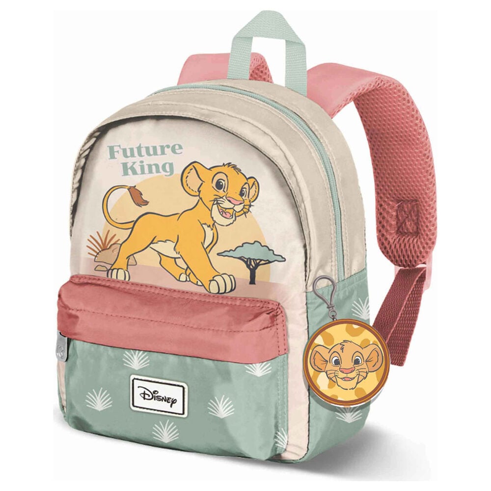 Mochila de El Rey León Disney con diseño de Simba en tonos beige, rosa y verde