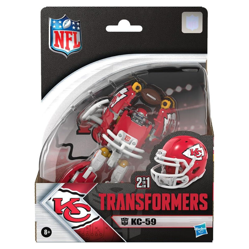 Figura articulada Transformers NFL KC-59 roja con casco de fútbol americano