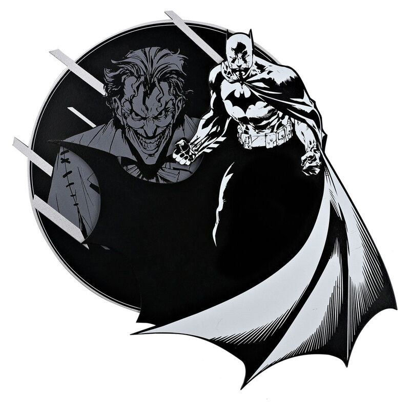 Placa redonda de madera de Batman y Joker en blanco y negro