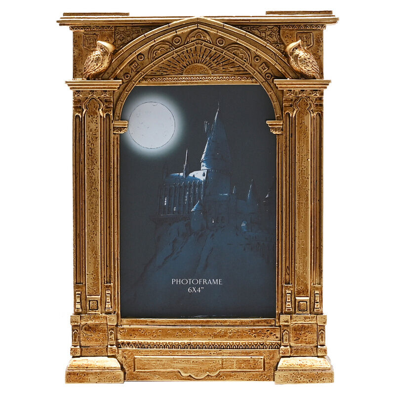 Marco de fotos dorado 3D con la entrada de Hogwarts