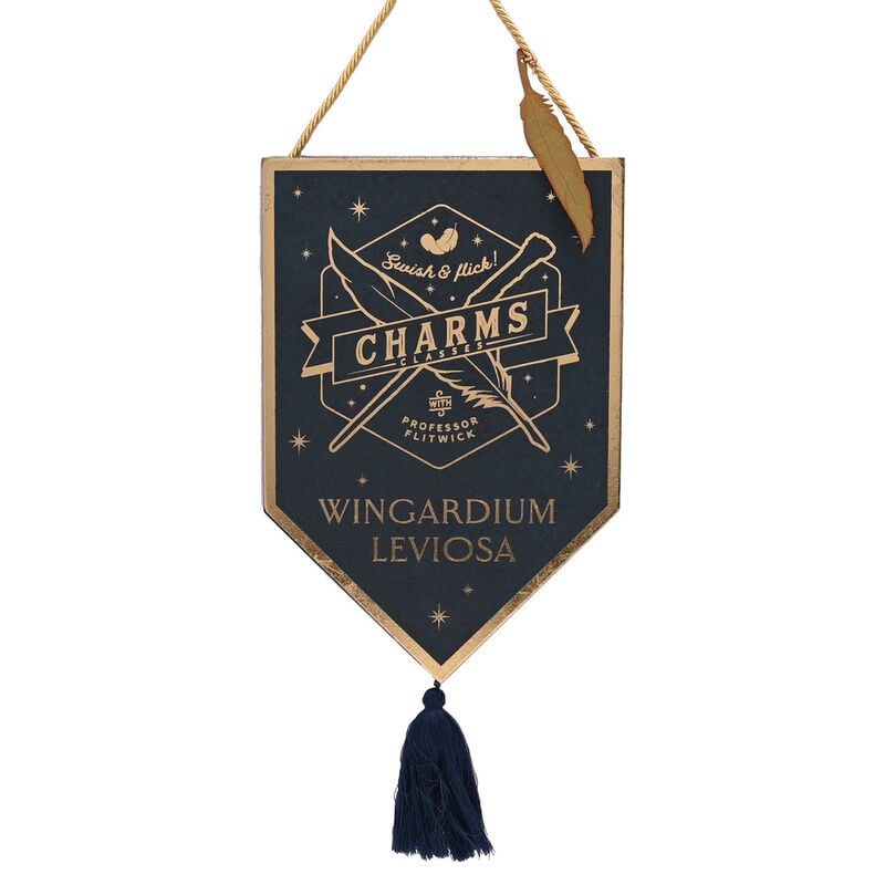 Colgante de pared azul de madera Wingardium Leviosa de Harry Potter
