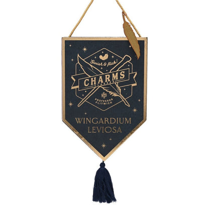 Colgante de pared azul de madera Wingardium Leviosa de Harry Potter