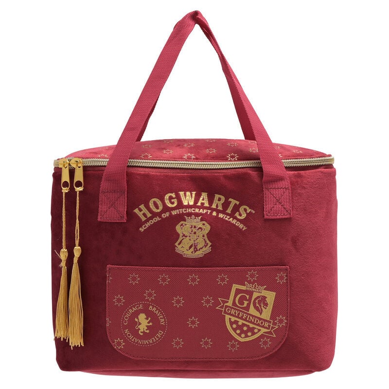 Bolsa portameriendas roja de terciopelo con diseño Gryffindor de Harry Potter
