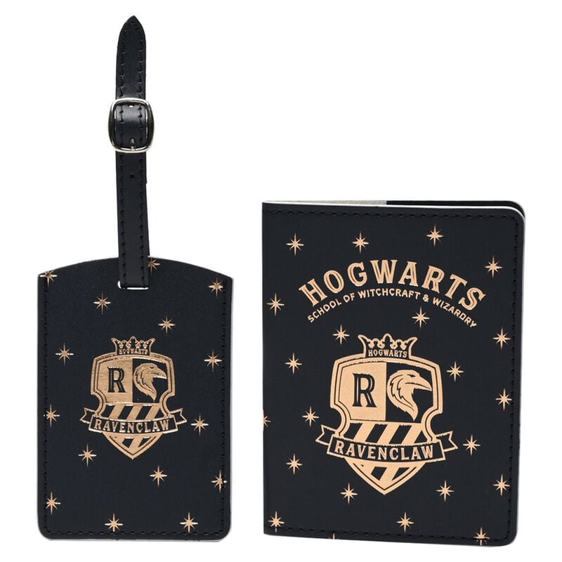 Set Ravenclaw Harry Potter con portapasaportes y etiqueta de equipaje negros