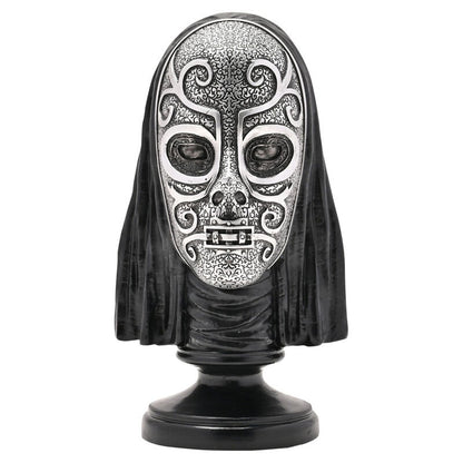 Figura de Mortífago de Harry Potter con máscara ornamentada en negro y plata