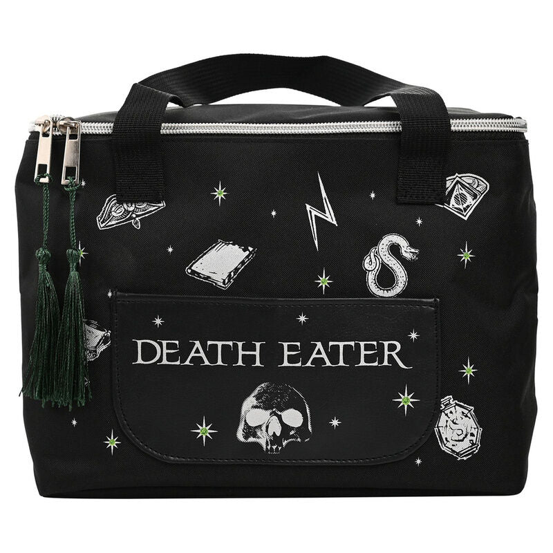 Bolsa portameriendas negra Harry Potter Mortífago con bolsillo frontal
