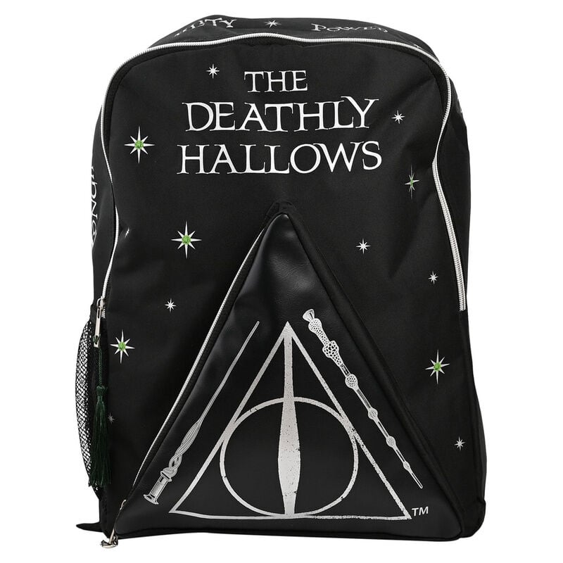 Mochila negra de Harry Potter con símbolo de las Reliquias de la Muerte