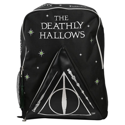 Mochila negra de Harry Potter con símbolo de las Reliquias de la Muerte