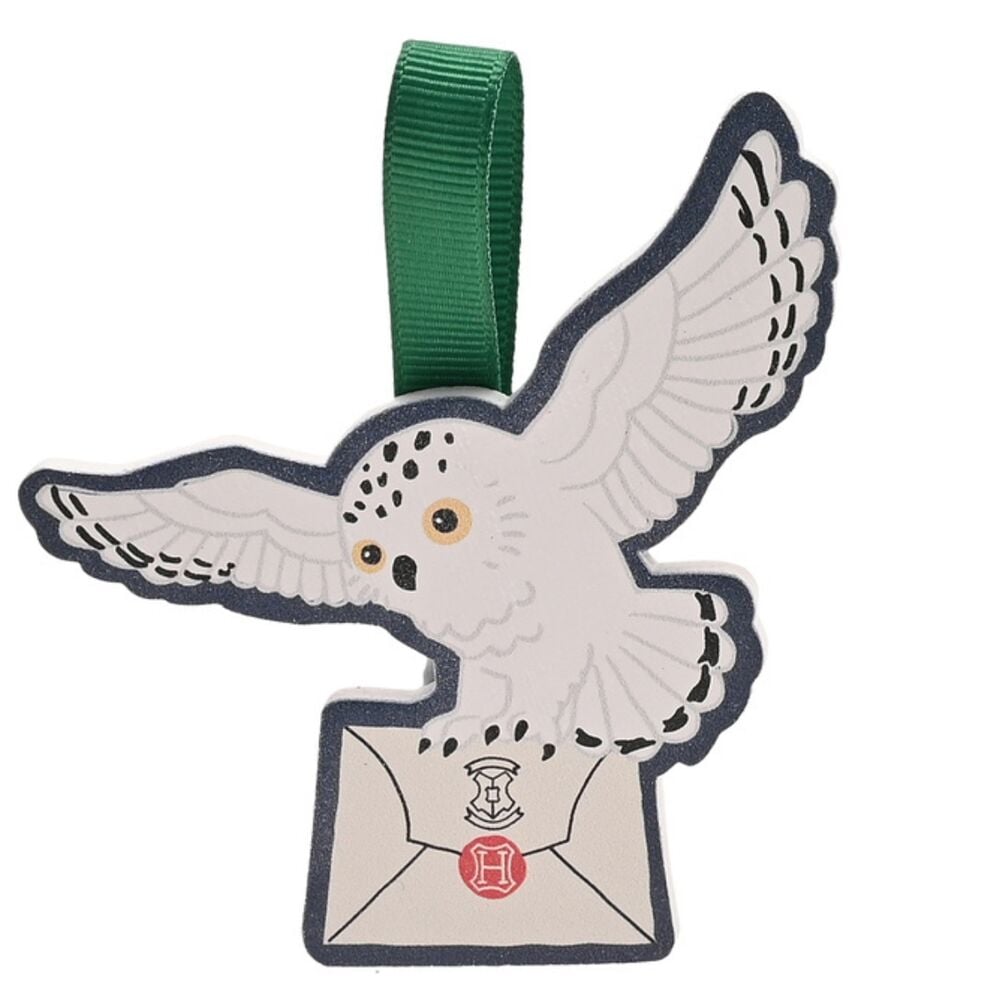 Mini colgador de Hedwig de Harry Potter con sobre y cinta verde