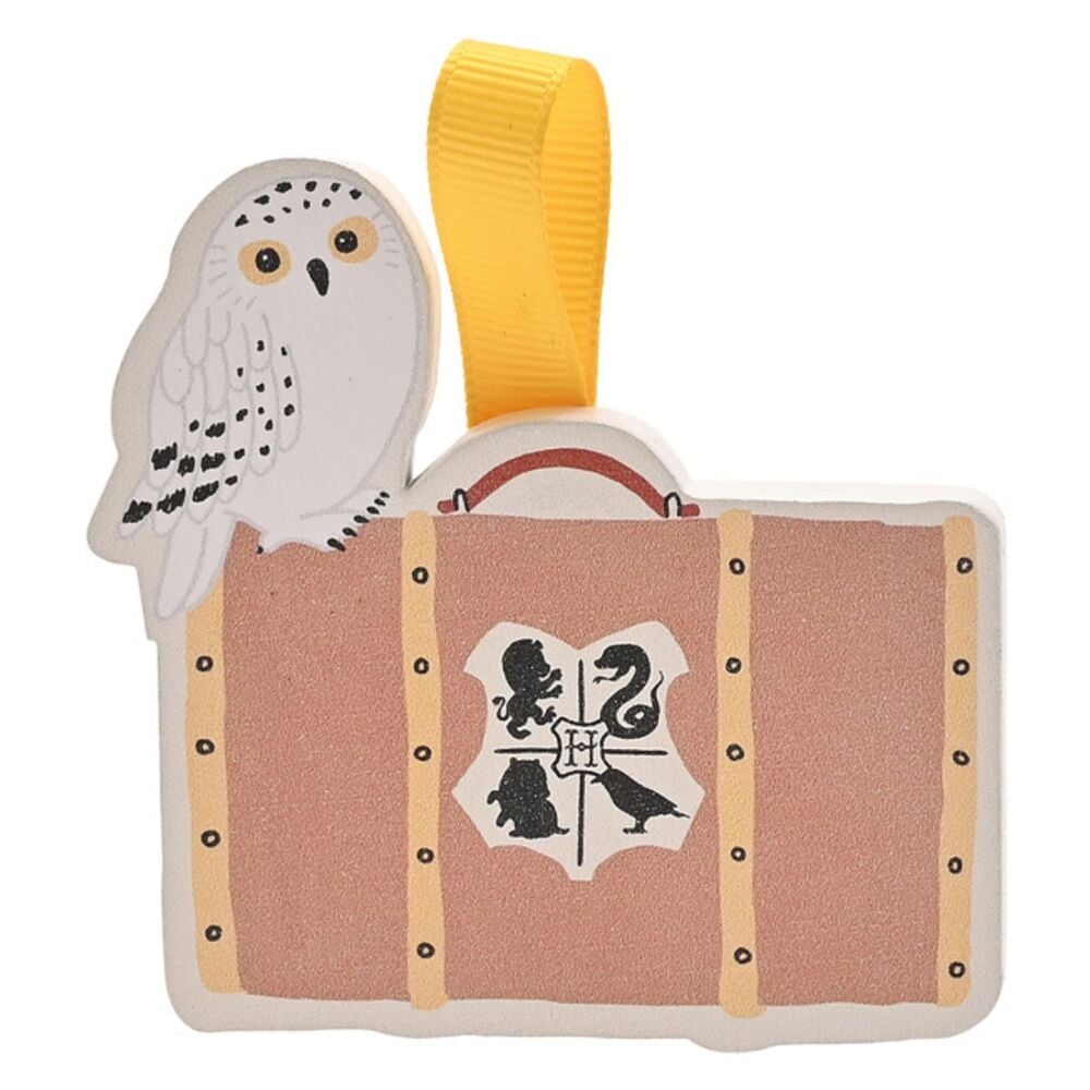 Mini colgador Harry Potter con maleta, Hedwig y escudo de Hogwarts