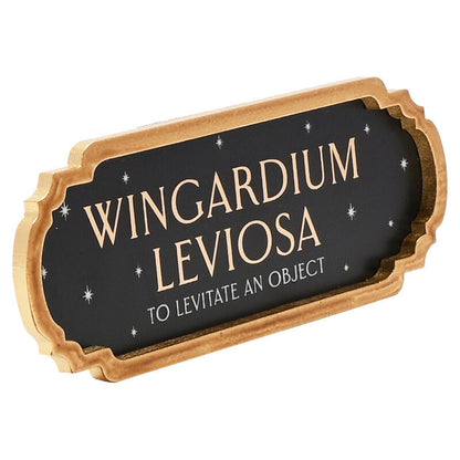 Cartel negro de Harry Potter con Wingardium Leviosa y borde dorado - 2