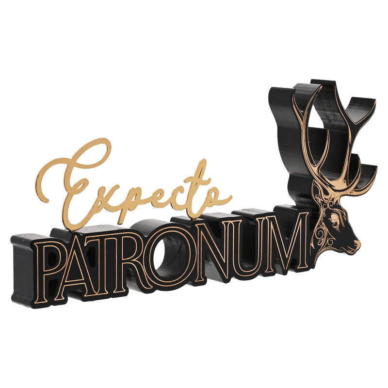 Letrero negro de madera Expecto Patronum con ciervo - 2