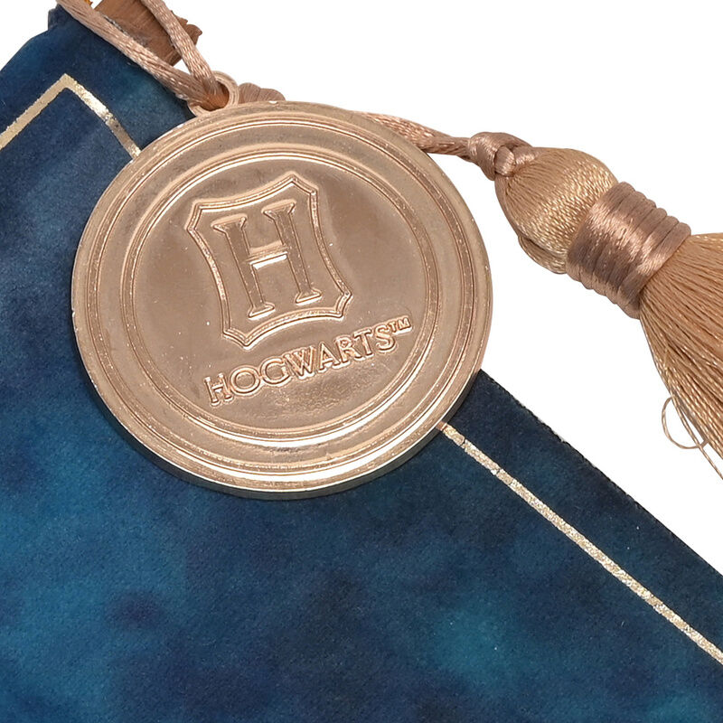 Banderín azul de Ravenclaw Harry Potter con escudo dorado y borlas - 2