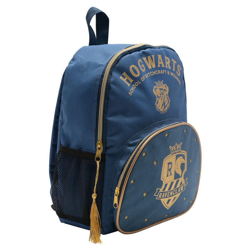 Mochila azul de Ravenclaw Harry Potter con escudo de Hogwarts en dorado - 2