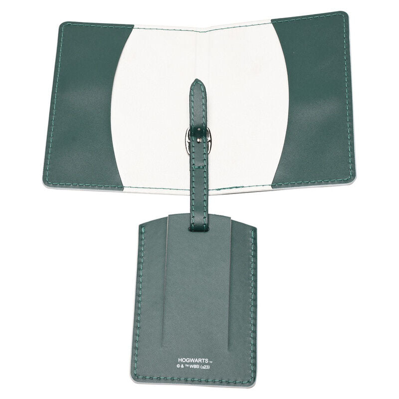 Set Slytherin de portapasaportes y etiqueta de equipaje verde - 2