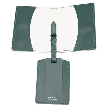 Set Slytherin de portapasaportes y etiqueta de equipaje verde - 2