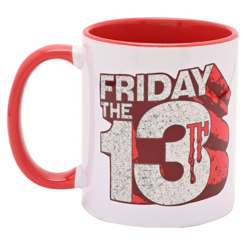 Taza de cerámica Viernes 13 blanca y roja con logo - 2