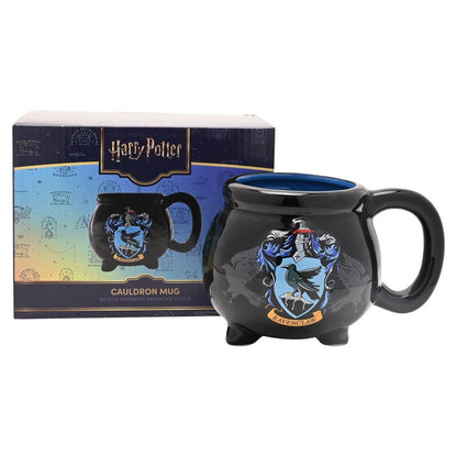 Taza caldero negra de cerámica con escudo de Ravenclaw - 3