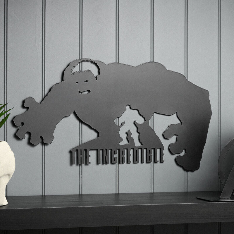 Placa de pared negra con silueta de Hulk e inscripción The Incredible - 3