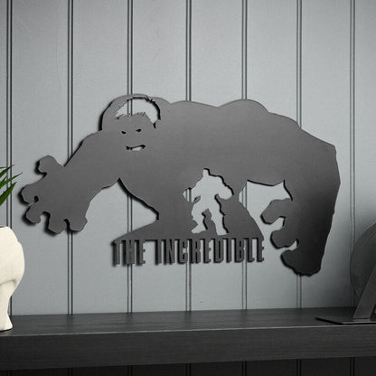Placa de pared negra con silueta de Hulk e inscripción The Incredible - 3