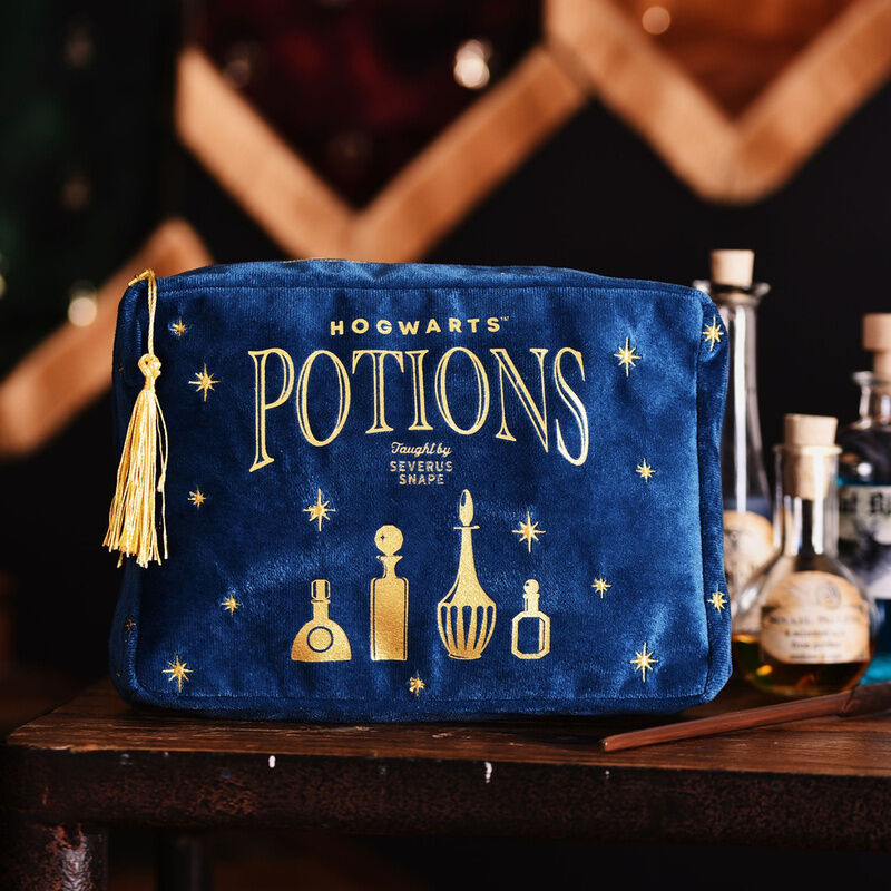 Neceser azul de terciopelo Hogwarts Potions de Harry Potter con frascos y borla dorada - 4