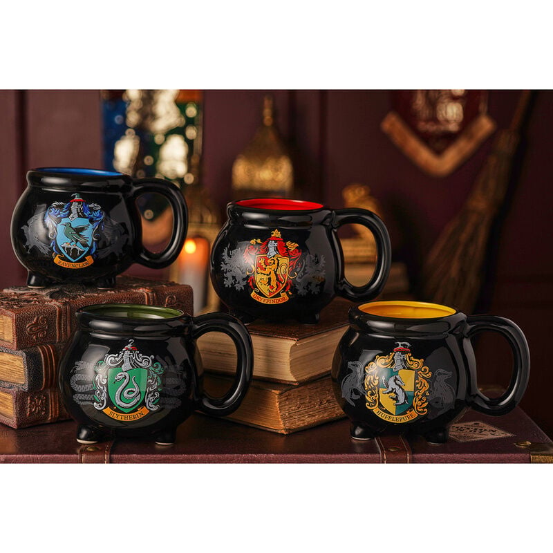 Taza caldero negra de cerámica con escudo de Ravenclaw - 4