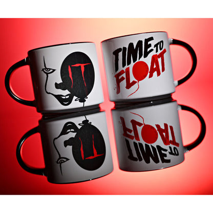 Taza blanca de IT con diseño de Pennywise, globo y asa negra - 4