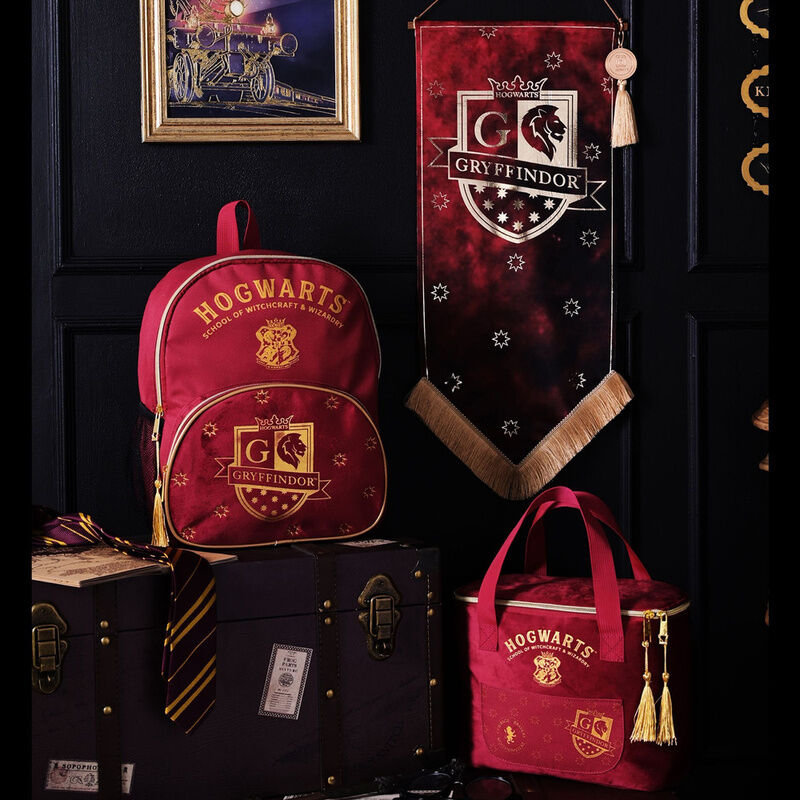 Bolsa portameriendas roja de terciopelo con diseño Gryffindor de Harry Potter - 5