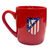 Taza roja de cerámica del Atlético de Madrid con escudo