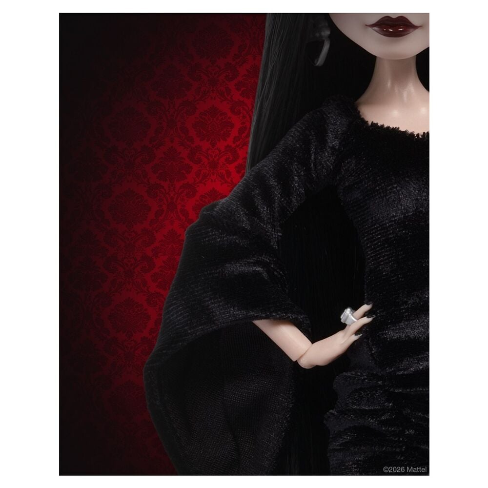 Muñeca Morticia Wednesday de Monster High con vestido negro y rojo - 6
