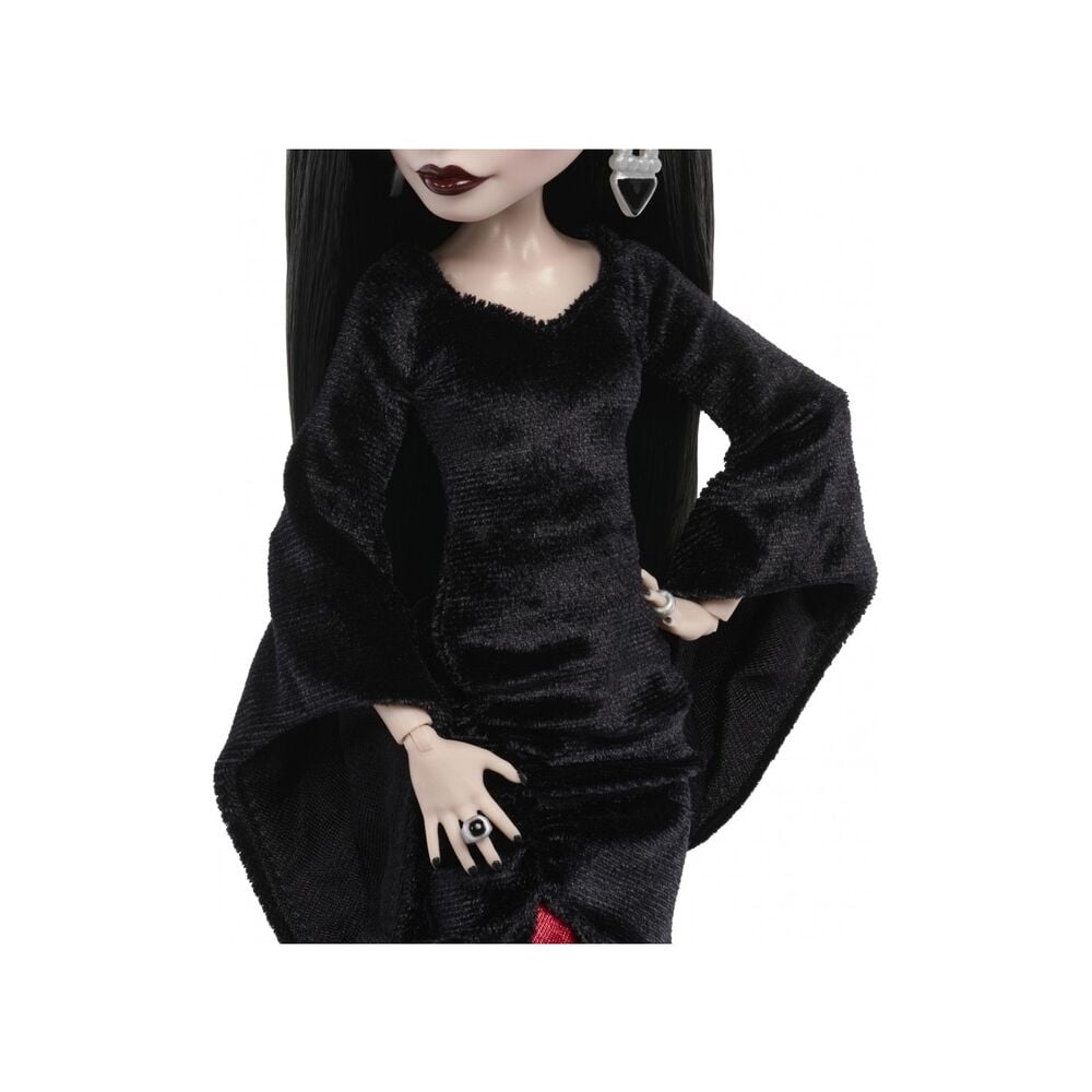 Muñeca Morticia Wednesday de Monster High con vestido negro y rojo - 4