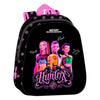 Mochila negra 3D KPop Demon Hunters con personajes en el frontal