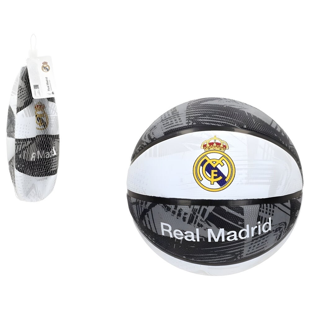 Balón de baloncesto Real Madrid blanco, negro y gris, talla 7