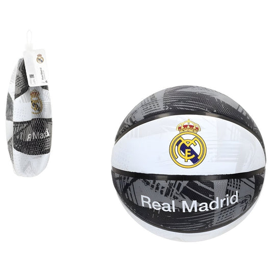 Balón de baloncesto Real Madrid blanco, negro y gris, talla 7