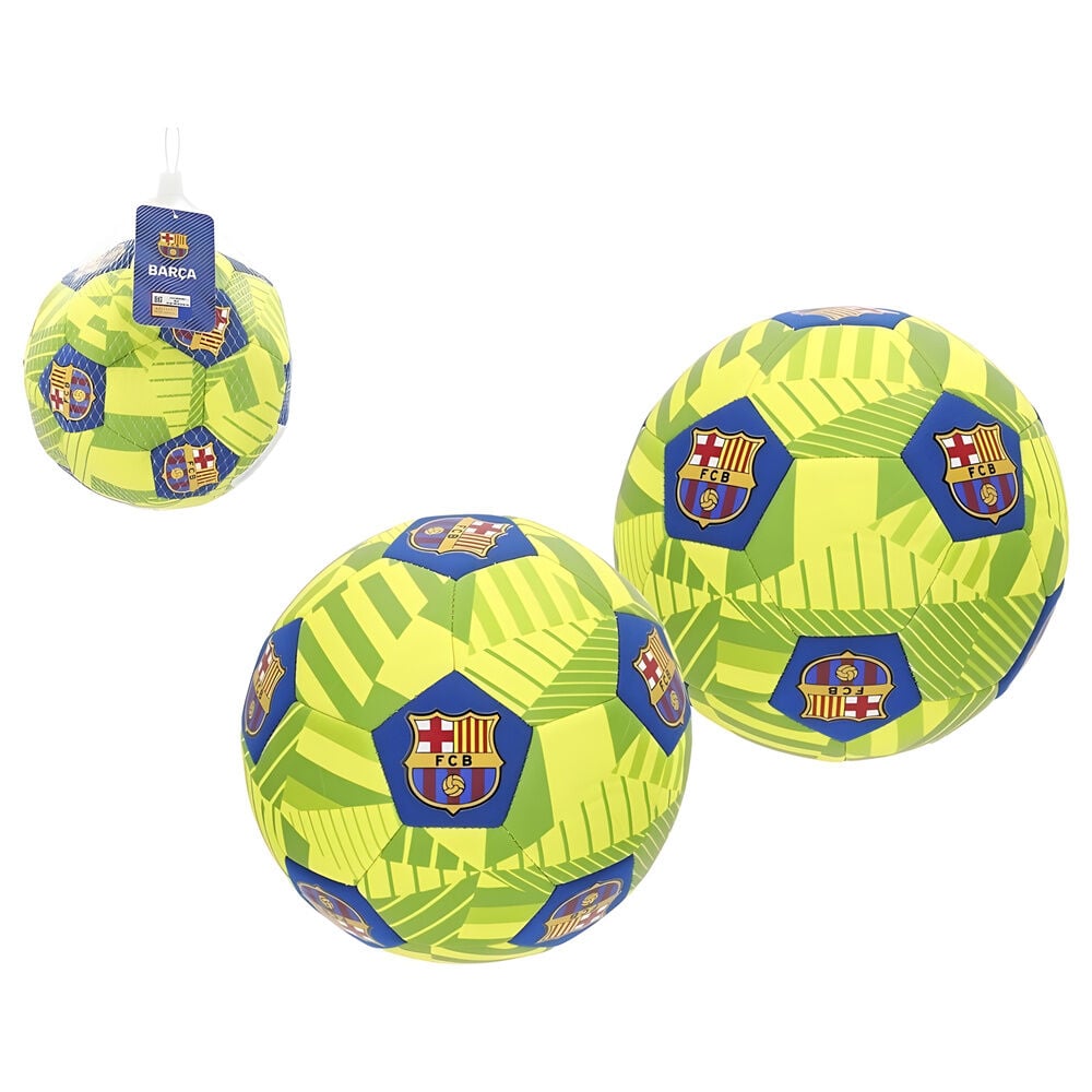 Balón de fútbol playa FC Barcelona verde y azul con escudos