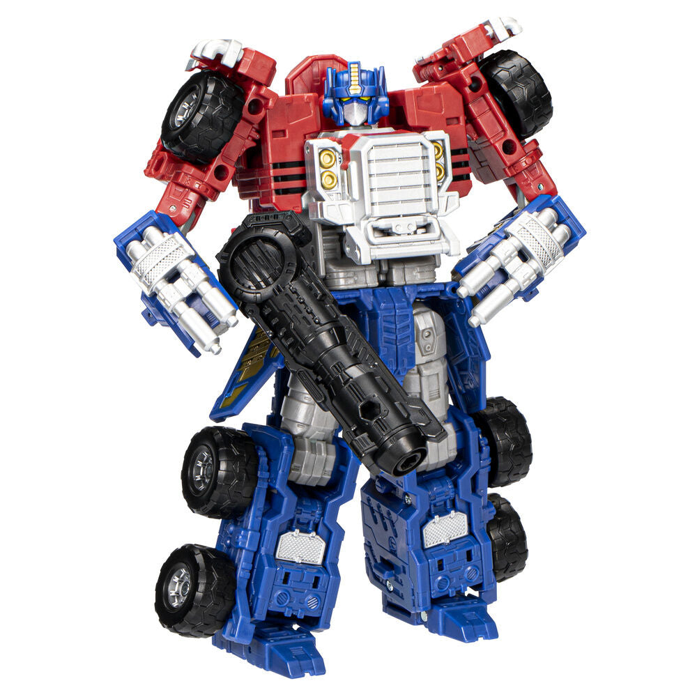 Figura articulada de Optimus Prime Transformers en rojo, azul y plateado