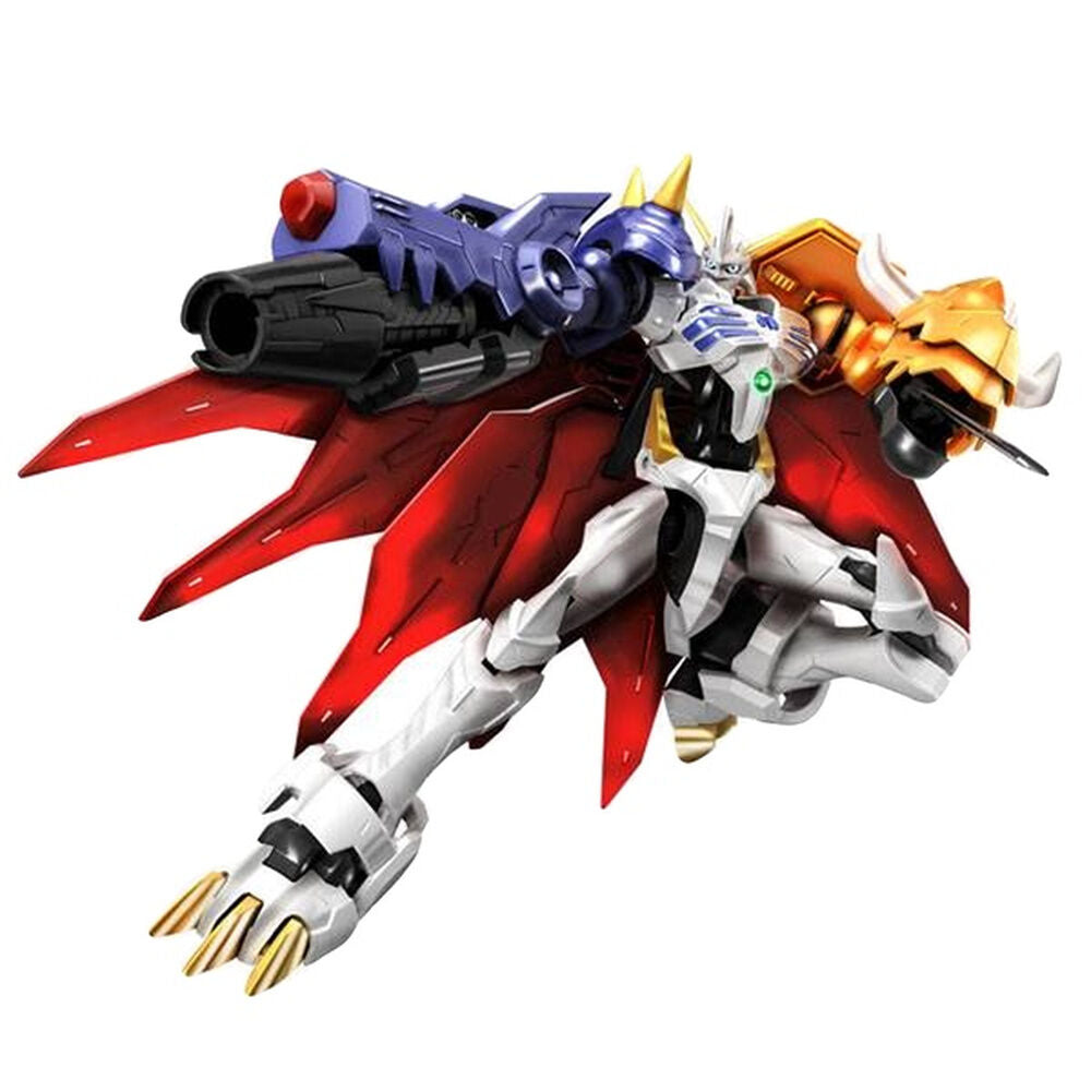 Maqueta ensamblada de Omegamon de Digimon con armadura blanca y detalles multicolor - 2