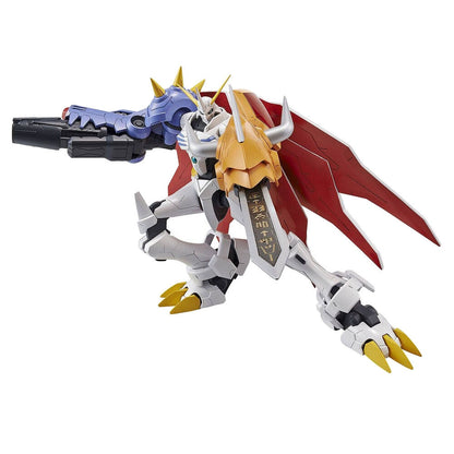 Maqueta ensamblada de Omegamon de Digimon con armadura blanca y detalles multicolor - 3