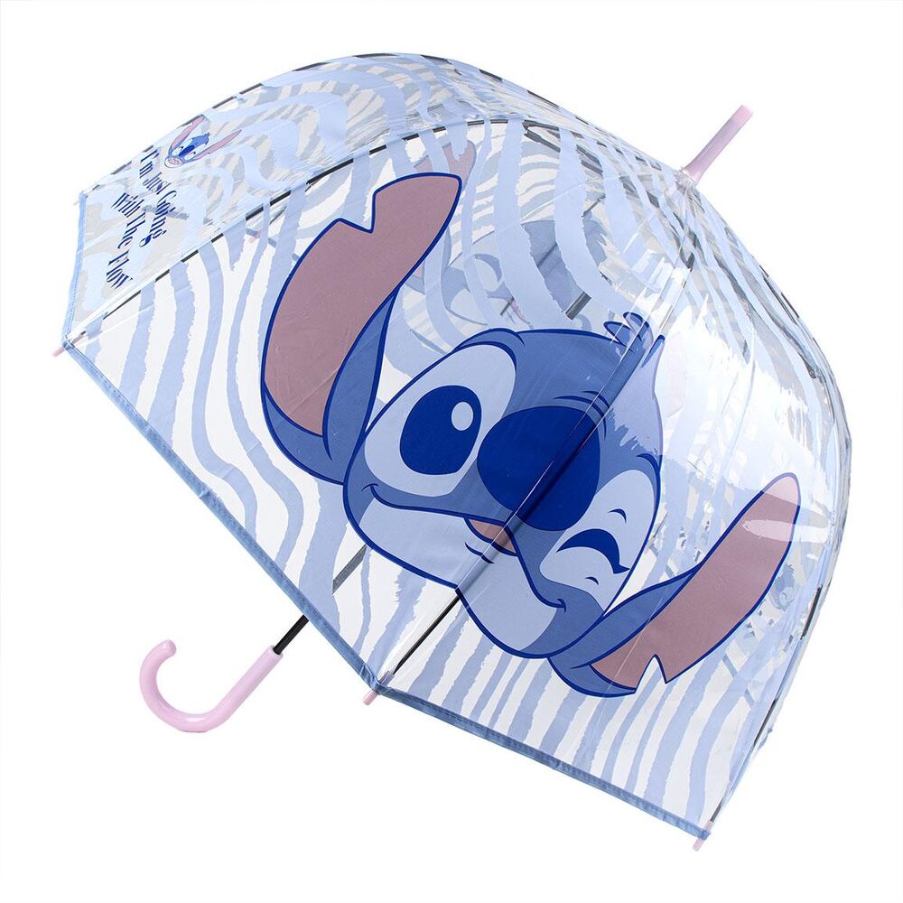Paraguas transparente de Stitch Disney con mango rosa