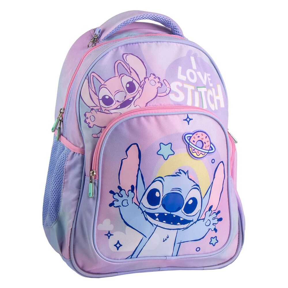 Mochila lila de Stitch Disney con bolsillo delantero