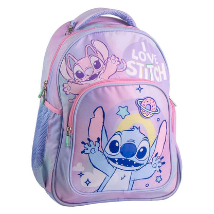 Mochila lila de Stitch Disney con bolsillo delantero